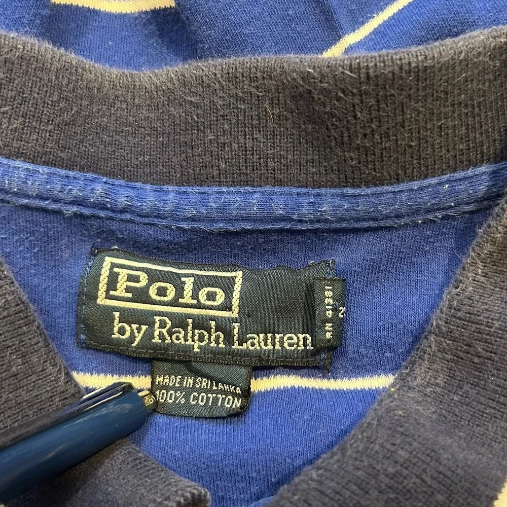 Polo Golf Ralph Lauren Polo‎ Shirt Mens Large Blue White Striped Athletic Rugby